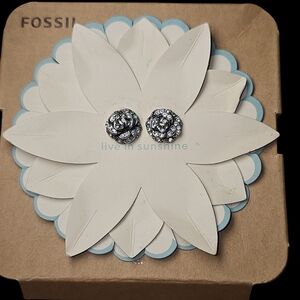 Fossil Silver Floral Stud Earrings